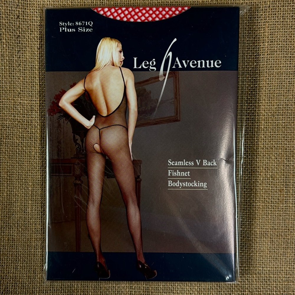 Plus Size Seamless V Back Fishnet Bodystocking